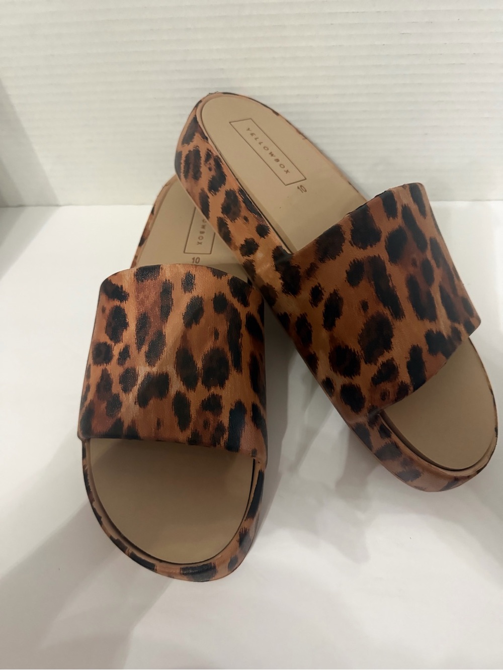 Yellow Box Leopard Print Slide Sandals in Brown and Black